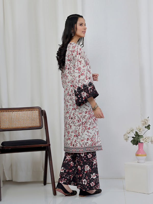 2Pc Embroidered Pret Shirt & Trouser Lawn Red & Black - OGE2P-2506015