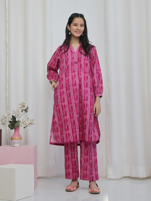 2Pc Embroidered Pret Shirt & Trouser Lawn Magenta - OGE2P-2506017