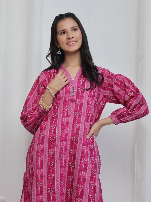 2Pc Embroidered Pret Shirt & Trouser Lawn Magenta - OGE2P-2506017