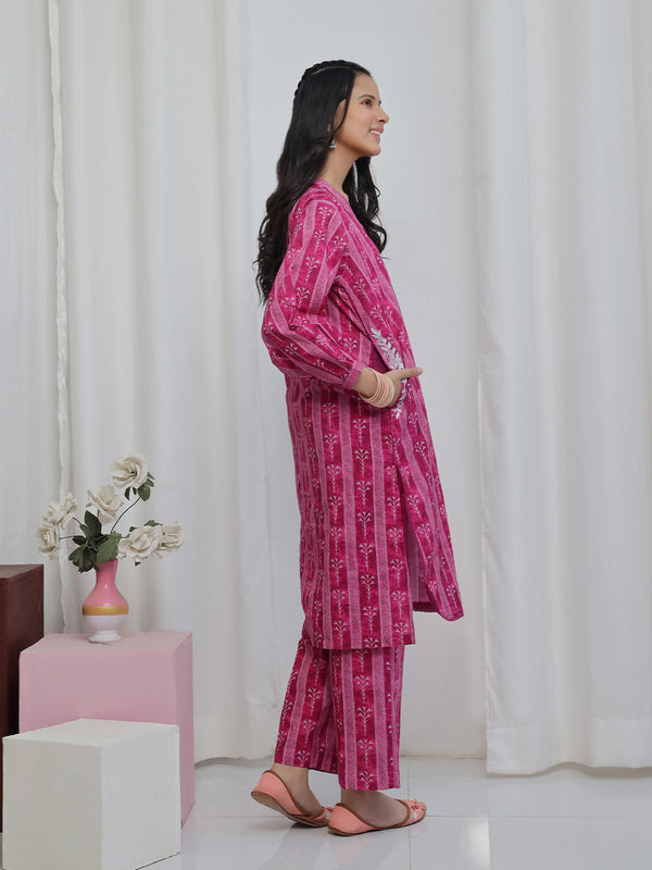 2Pc Embroidered Pret Shirt & Trouser Lawn Magenta - OGE2P-2506017