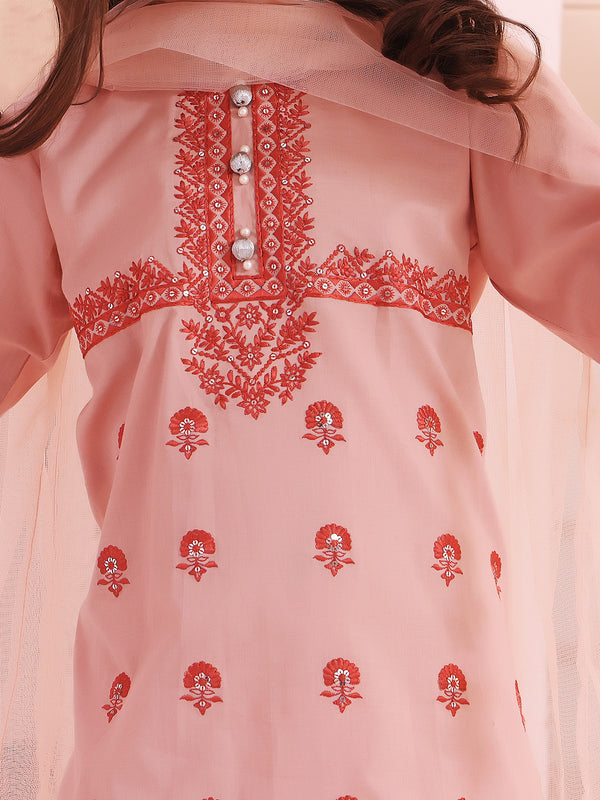 3Pc Embroidered Suit Pret Lawn Peach - OGE3P-2211048