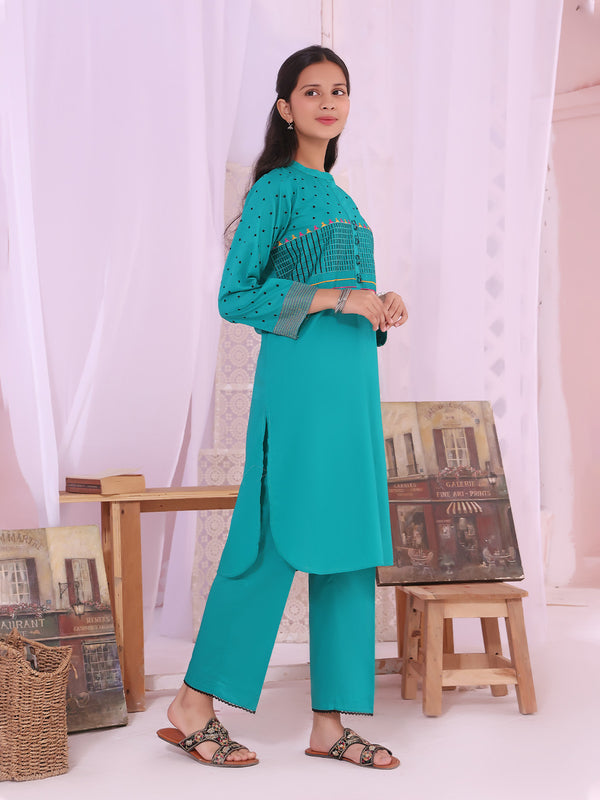 1Pc Embroidered Pret Kurti Lawn Dark Green - OGEKT-2211019