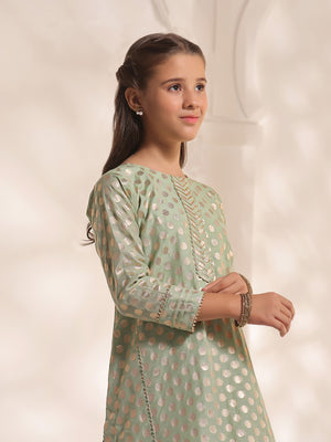 2Pc Fancy Pret Shirt Trouser Jacquard Green - OG2PG-2303011-1