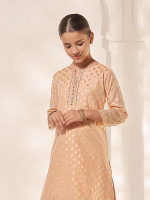 2Pc Fancy Pret Shirt Trouser Jacquard Orange - OG2PG-2303023-1