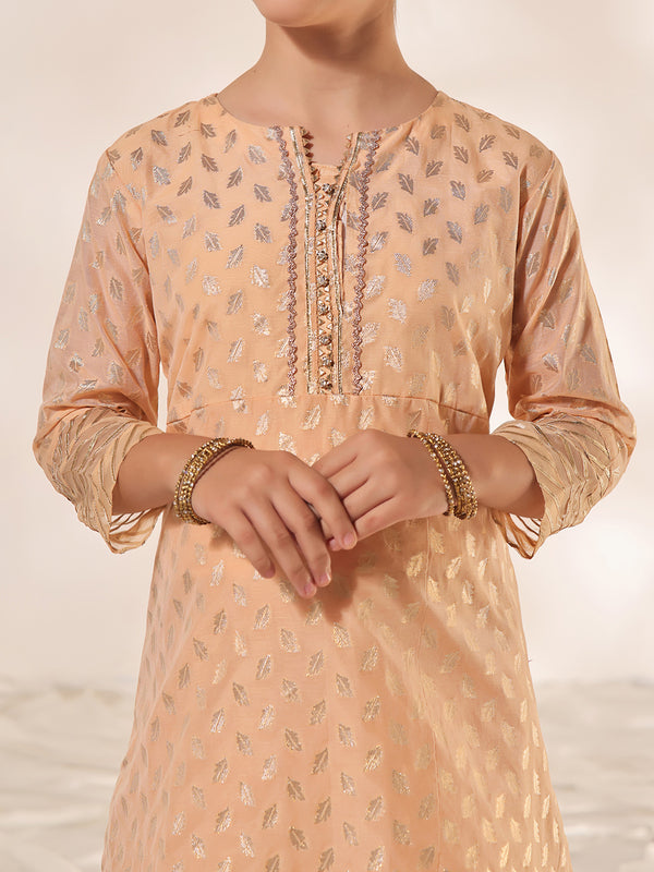 2Pc Fancy Pret Shirt Trouser Jacquard Orange - OG2PG-2303023-1