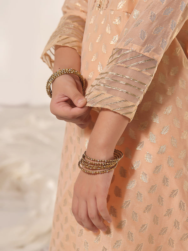 2Pc Fancy Pret Shirt Trouser Jacquard Orange - OG2PG-2303023-1