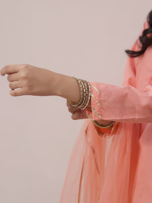 2Pc Fancy Pret Shirt Dupatta Dobby Orange - OG2PG-2309009