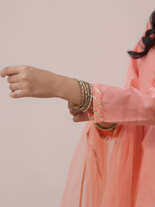 2Pc Fancy Pret Shirt Dupatta Dobby Orange - OG2PG-2309009