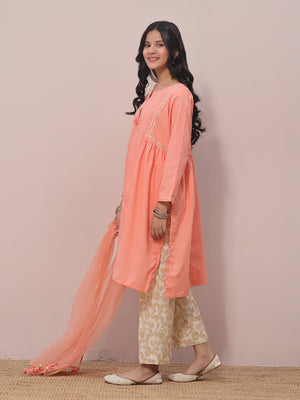 2Pc Fancy Pret Shirt Dupatta Dobby Orange - OG2PG-2309009