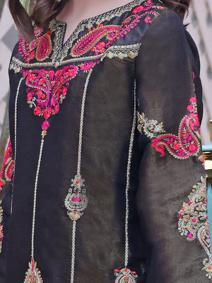 2Pc Embroidered Pret Shirt Dupatta Masoori Dark Brown - OGE2P-2209007