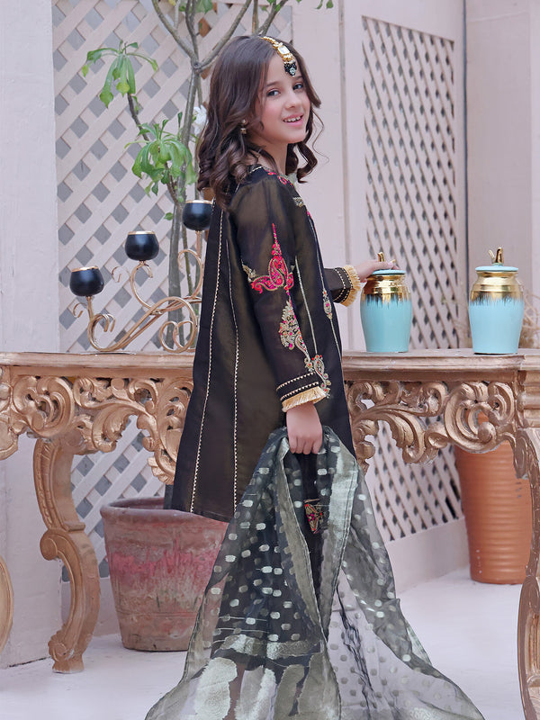 2Pc Embroidered Pret Shirt Dupatta Masoori Dark Brown - OGE2P-2209007