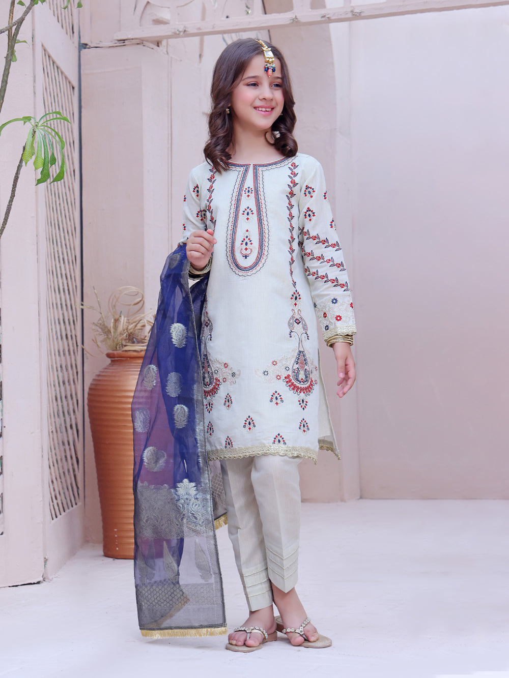 2Pc Embroidered Pret Shirt Dupatta Masoori Fawn - OGE2P-2209009
