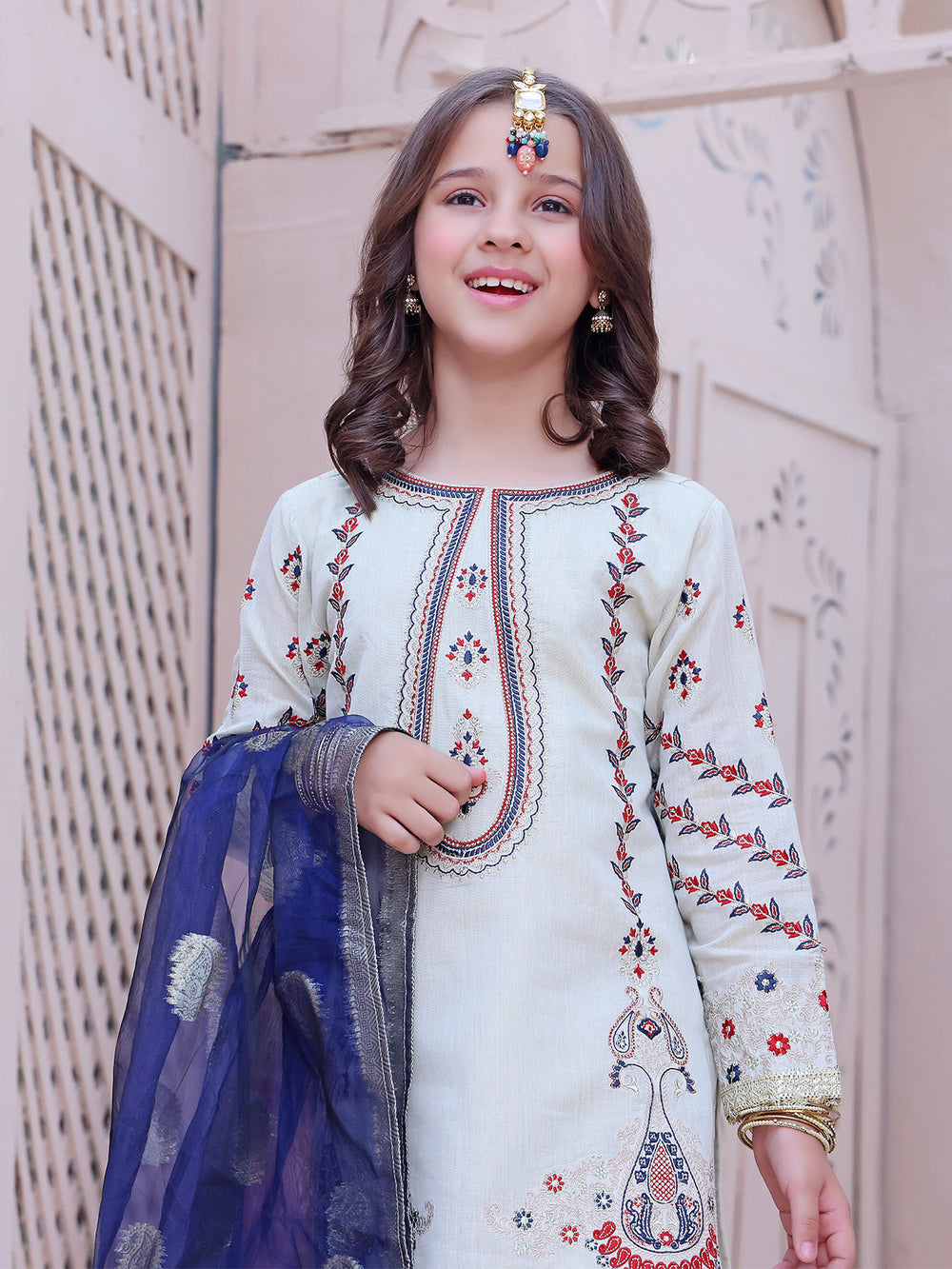 2Pc Embroidered Pret Shirt Dupatta Masoori Fawn - OGE2P-2209009