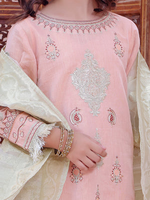 2Pc Embroidered Pret Shirt Dupatta Masoori Peach - OGE2P-2209011