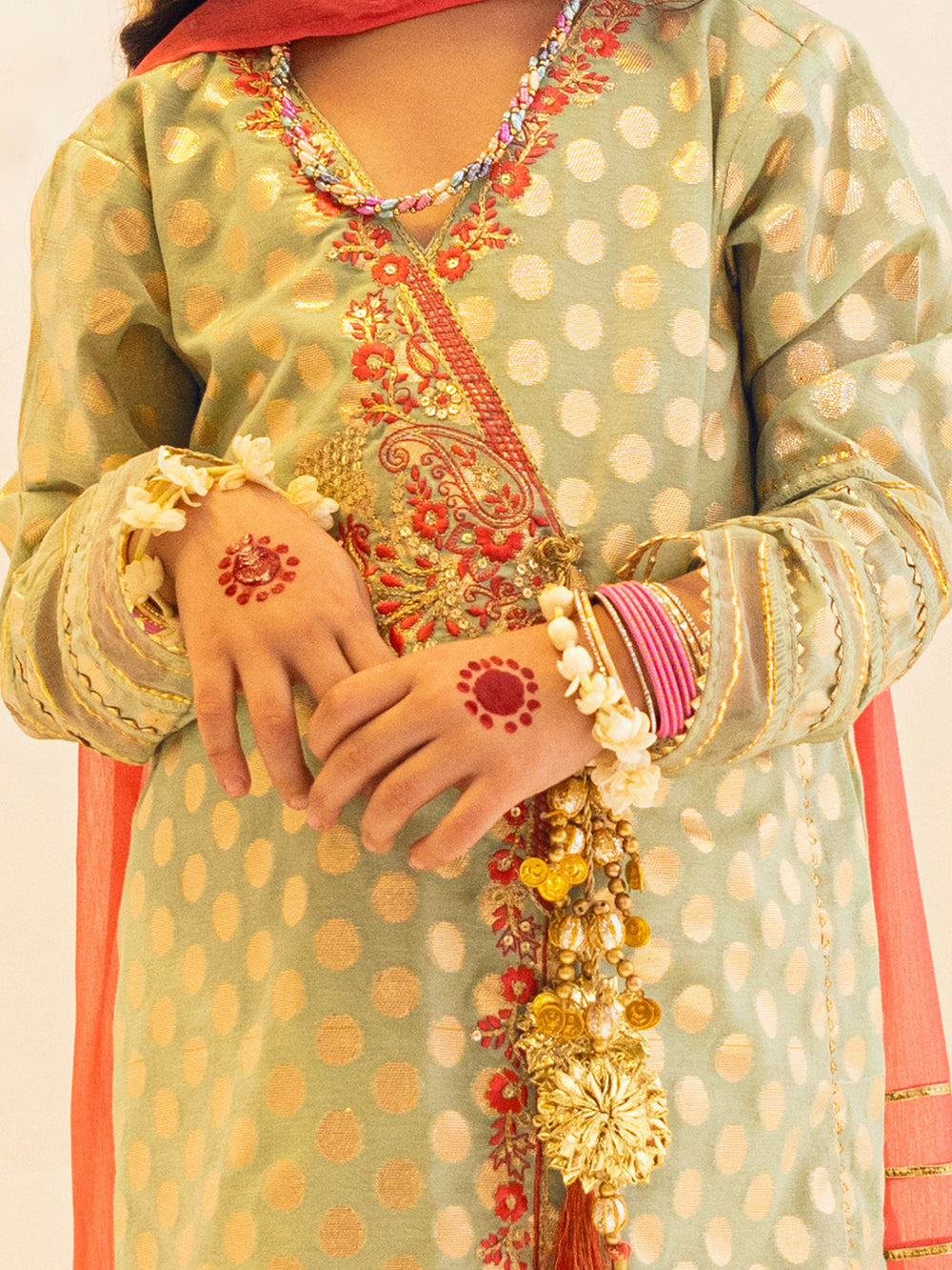 3Pc Embroidered Suit Pret Jacquard Green - OGE3P-2303011