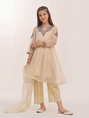 3Pc Embroidered Suit Pret Masoori Golden - OGE3P-2303021