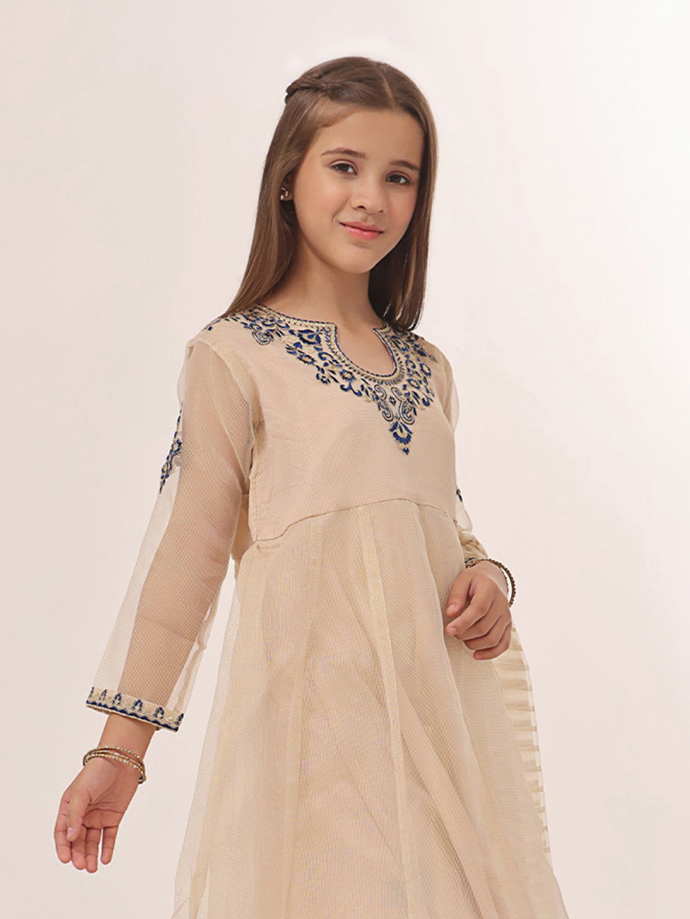 3Pc Embroidered Suit Pret Masoori Golden - OGE3P-2303021