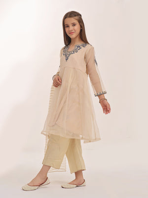 3Pc Embroidered Suit Pret Masoori Golden - OGE3P-2303021