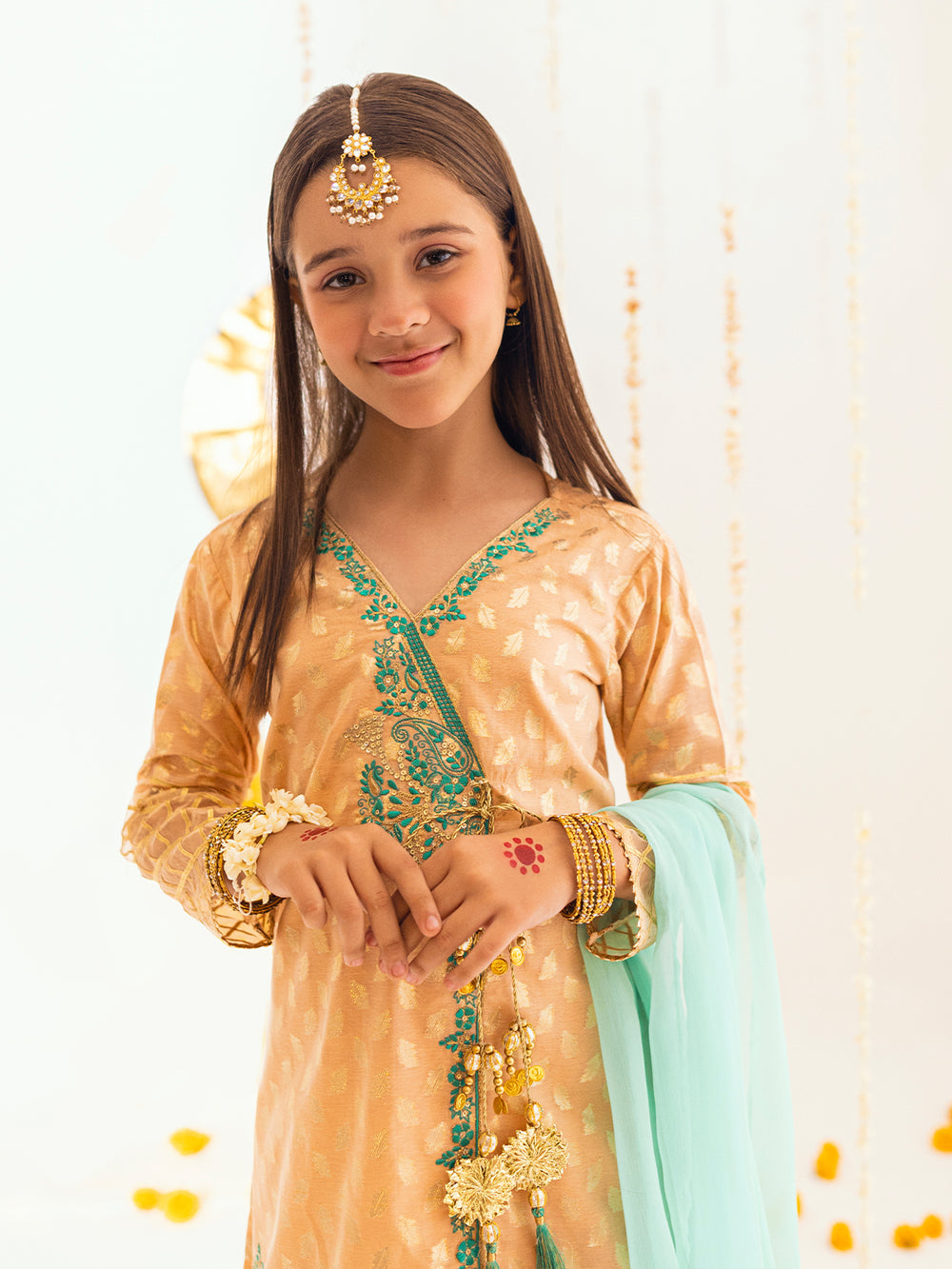 3Pc Embroidered Suit Pret Jacquard Orange - OGE3P-2303023