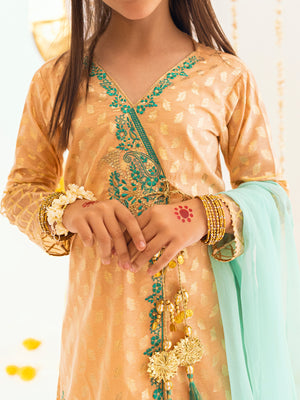 3Pc Embroidered Suit Pret Jacquard Orange - OGE3P-2303023