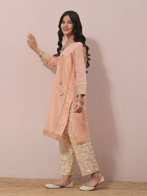 1Pc Fancy Pret Kurti Masoori Peach - OGEKTG-2303018