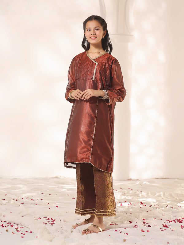 1Pc Fancy Pret Kurti Masoori Maroon - OGKTG-23001
