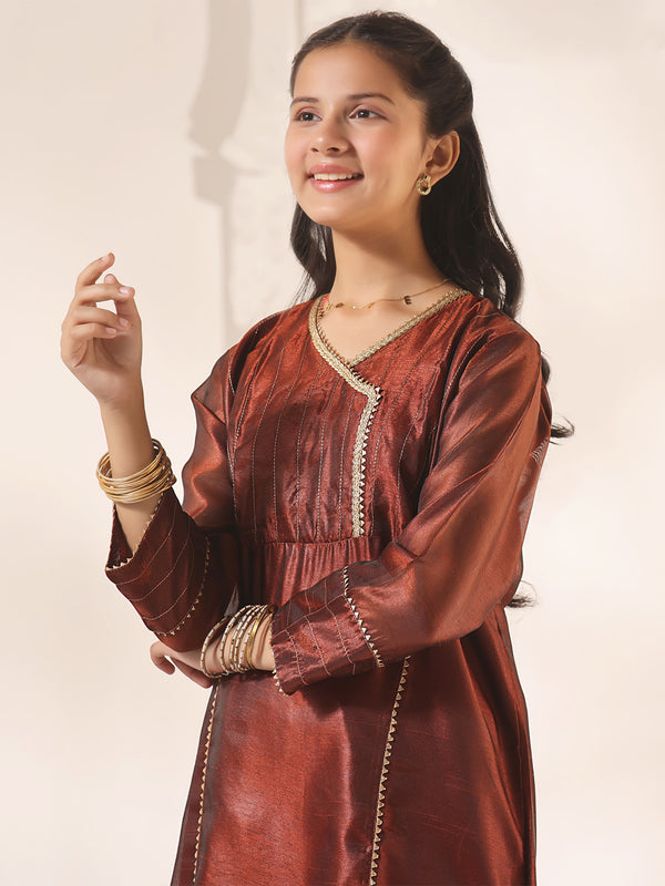 1Pc Fancy Pret Kurti Masoori Maroon - OGKTG-23001