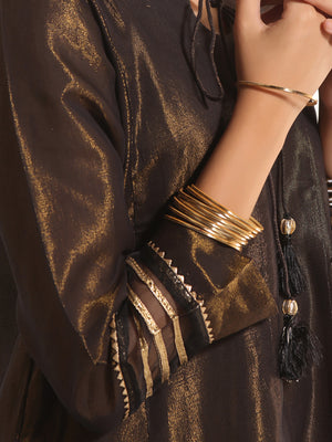 1Pc Fancy Pret Kurti Masoori Black & Golden - OGKTG-2303015