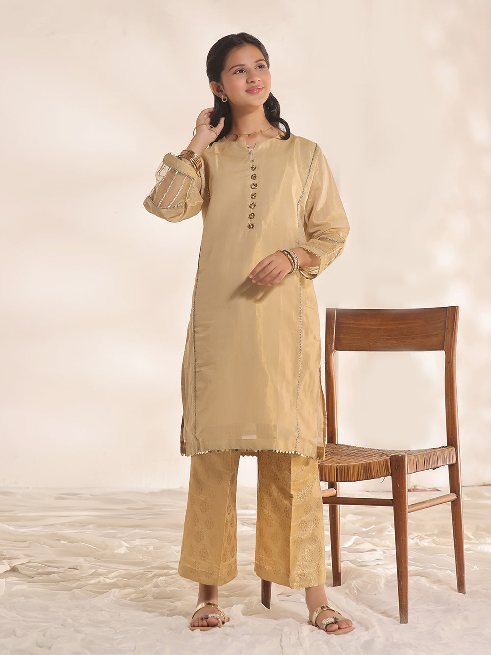 1Pc Fancy Pret Kurti Masoori Golden - OGKTG-2303017