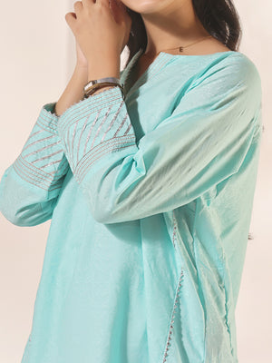 1Pc Fancy Pret Kurti Jacquard Ferozi - OGKTG-2309011