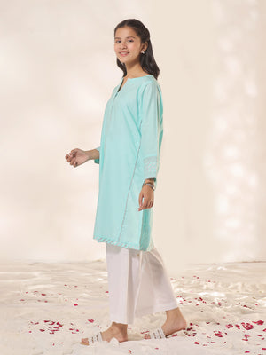 1Pc Fancy Pret Kurti Jacquard Ferozi - OGKTG-2309011