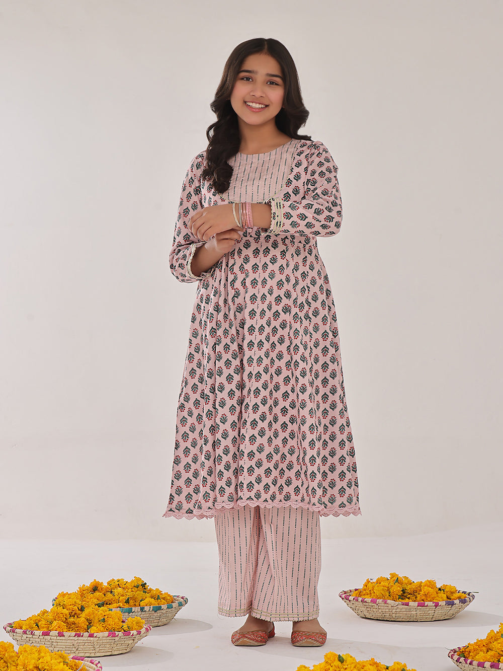 2Pc Printed Pret Shirt Trouser Lawn Pink & Green - OG2P-2401043-1