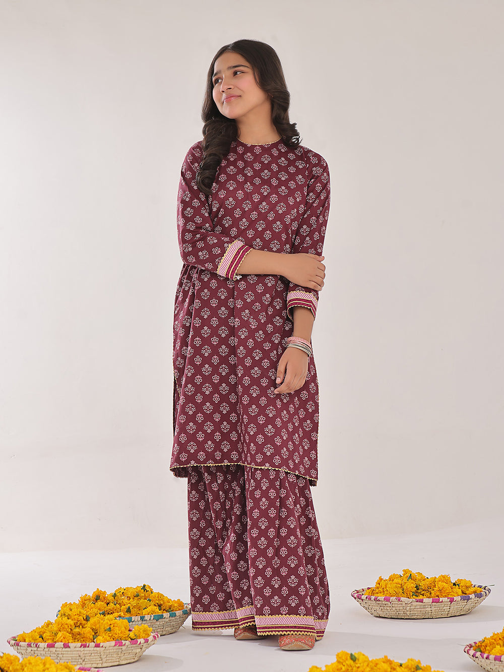 2Pc Printed Pret Shirt Trouser Lawn Maroon - OG2P-2401044