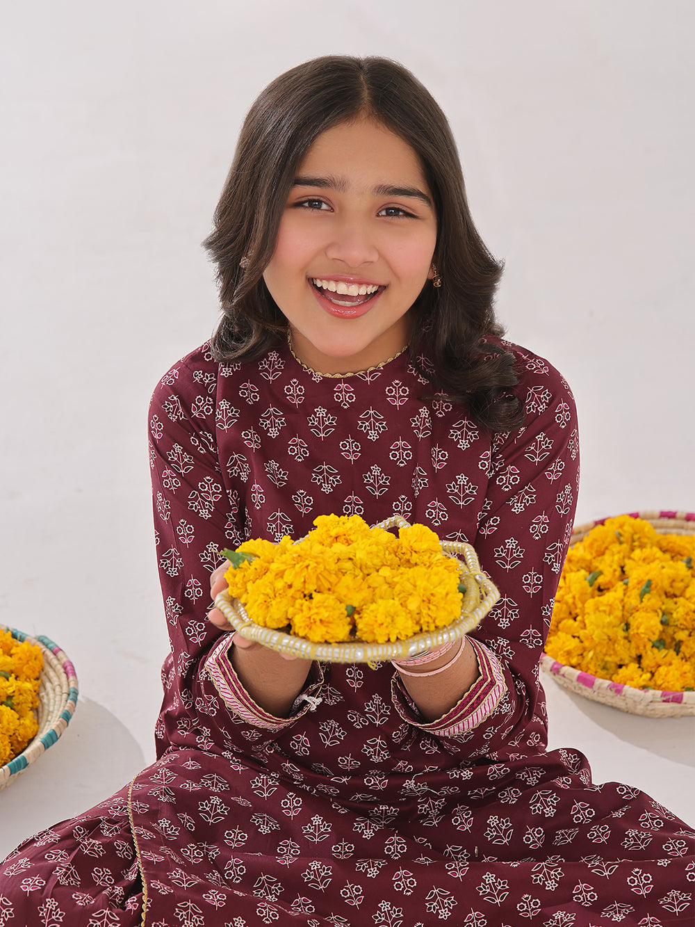 2Pc Printed Pret Shirt Trouser Lawn Maroon - OG2P-2401044