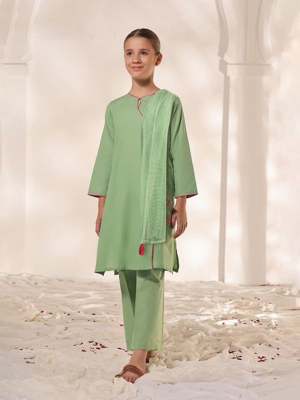 2Pc Dyed Pret Shirt Dupatta Dobby Green - OG2PG-2309008