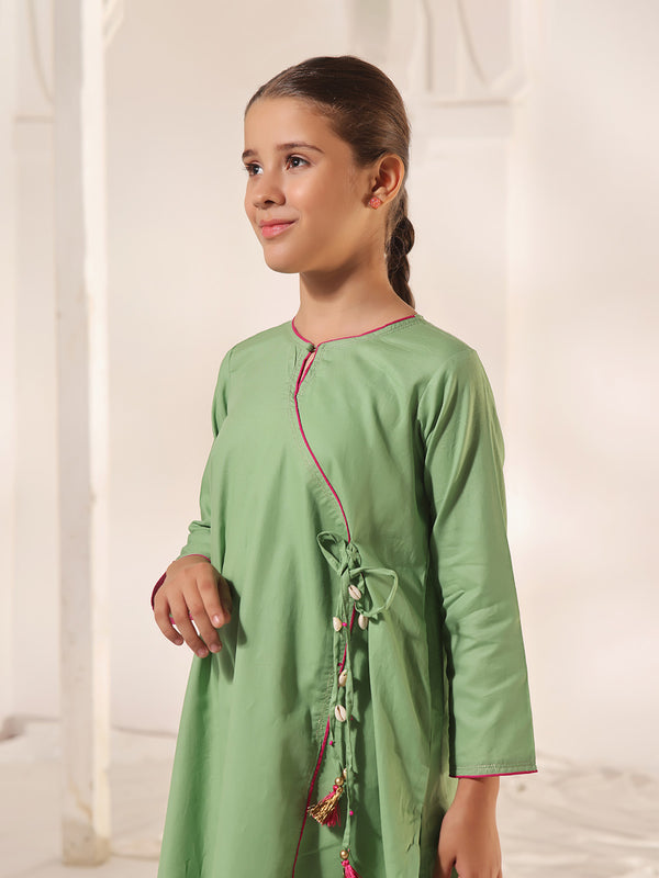 2Pc Dyed Pret Shirt Dupatta Dobby Green - OG2PG-2309008