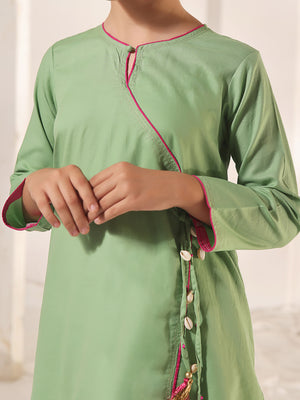 2Pc Dyed Pret Shirt Dupatta Dobby Green - OG2PG-2309008