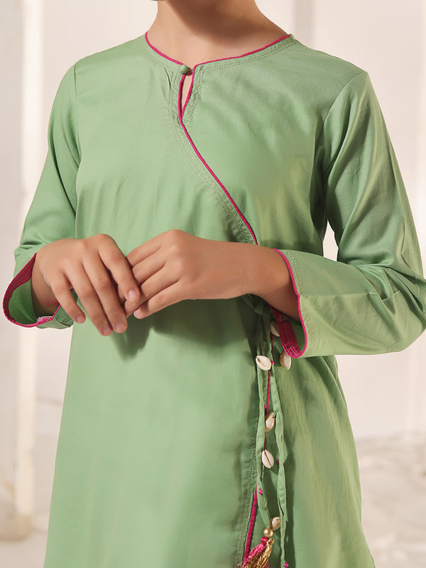 2Pc Dyed Pret Shirt Dupatta Dobby Green - OG2PG-2309008