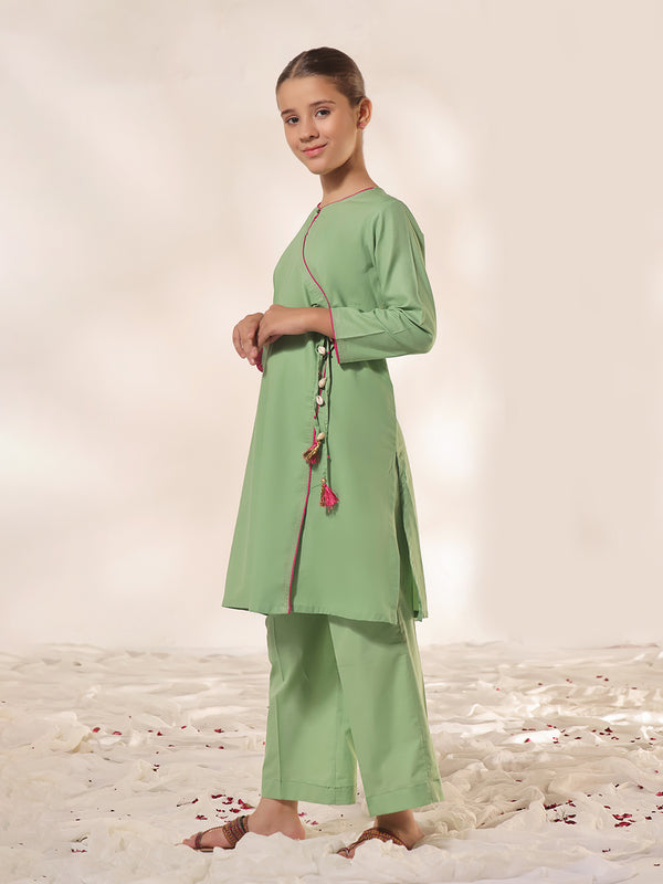 2Pc Dyed Pret Shirt Dupatta Dobby Green - OG2PG-2309008