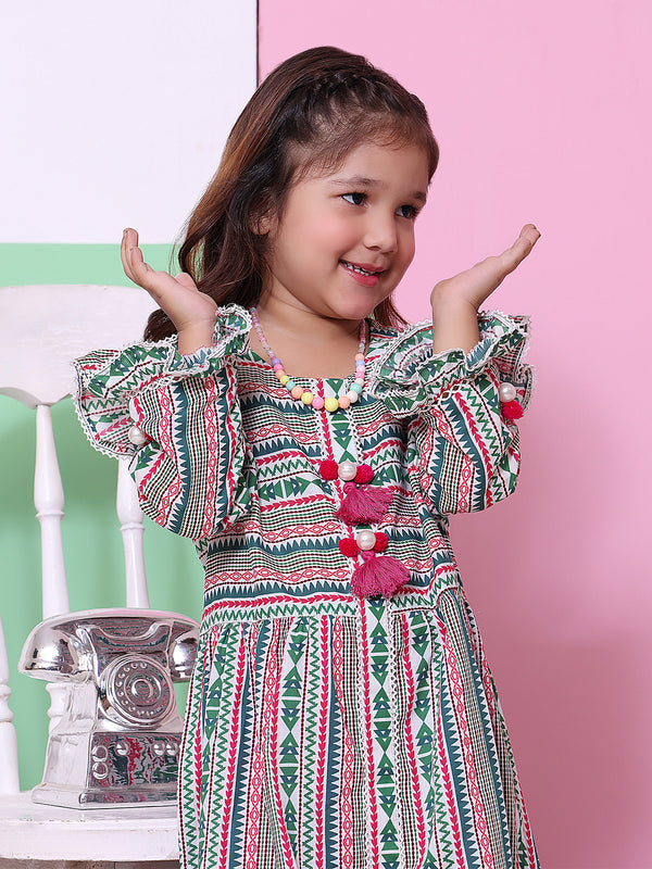 1Pc Printed Pret Kurti Lawn White & Green - OGKT-2208012