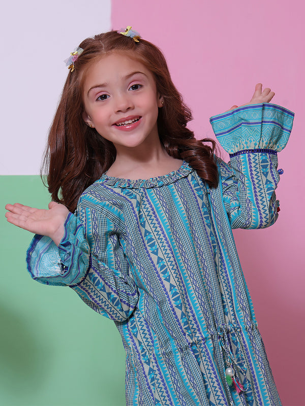 1Pc Printed Pret Kurti Lawn Ferozi - OGKT-2208013