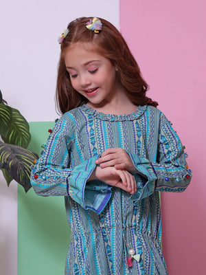 1Pc Printed Pret Kurti Lawn Ferozi - OGKT-2208013