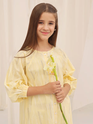 1Pc Printed Pret Kurti Cotton Yellow - OGKT-2310007