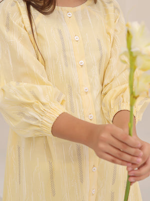 1Pc Printed Pret Kurti Cotton Yellow - OGKT-2310007