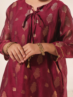 1Pc Printed Pret Kurti Jacquard Magenta - OGKTG-23060