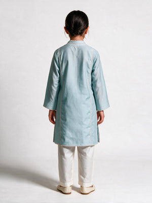 2Pc Dyed Pret Shirt Trouser Cotton Silk Ferozi - OG2PG-25035