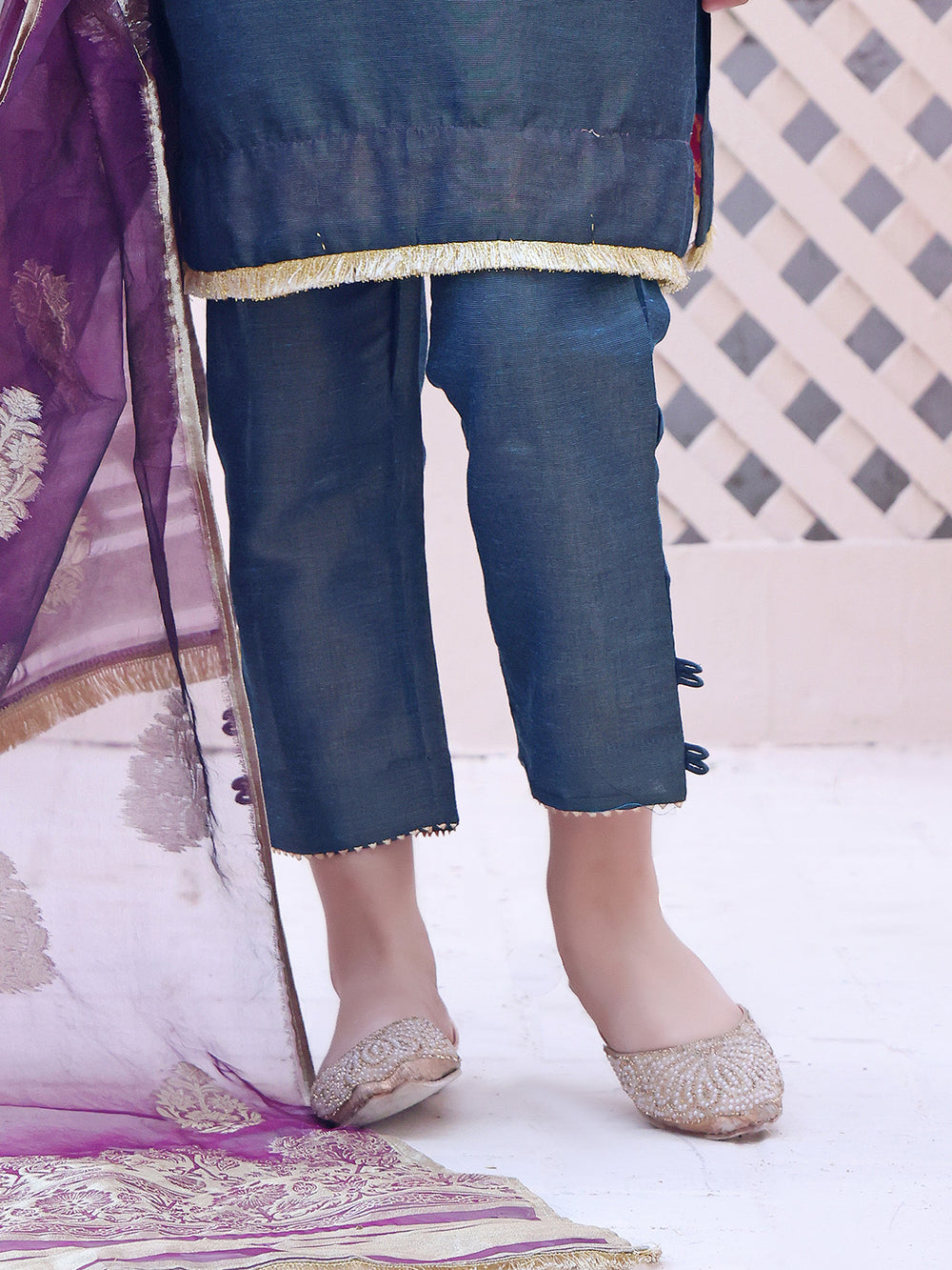 Girls' Navy Blue Masoori Trouser - OGSP-2209008-A