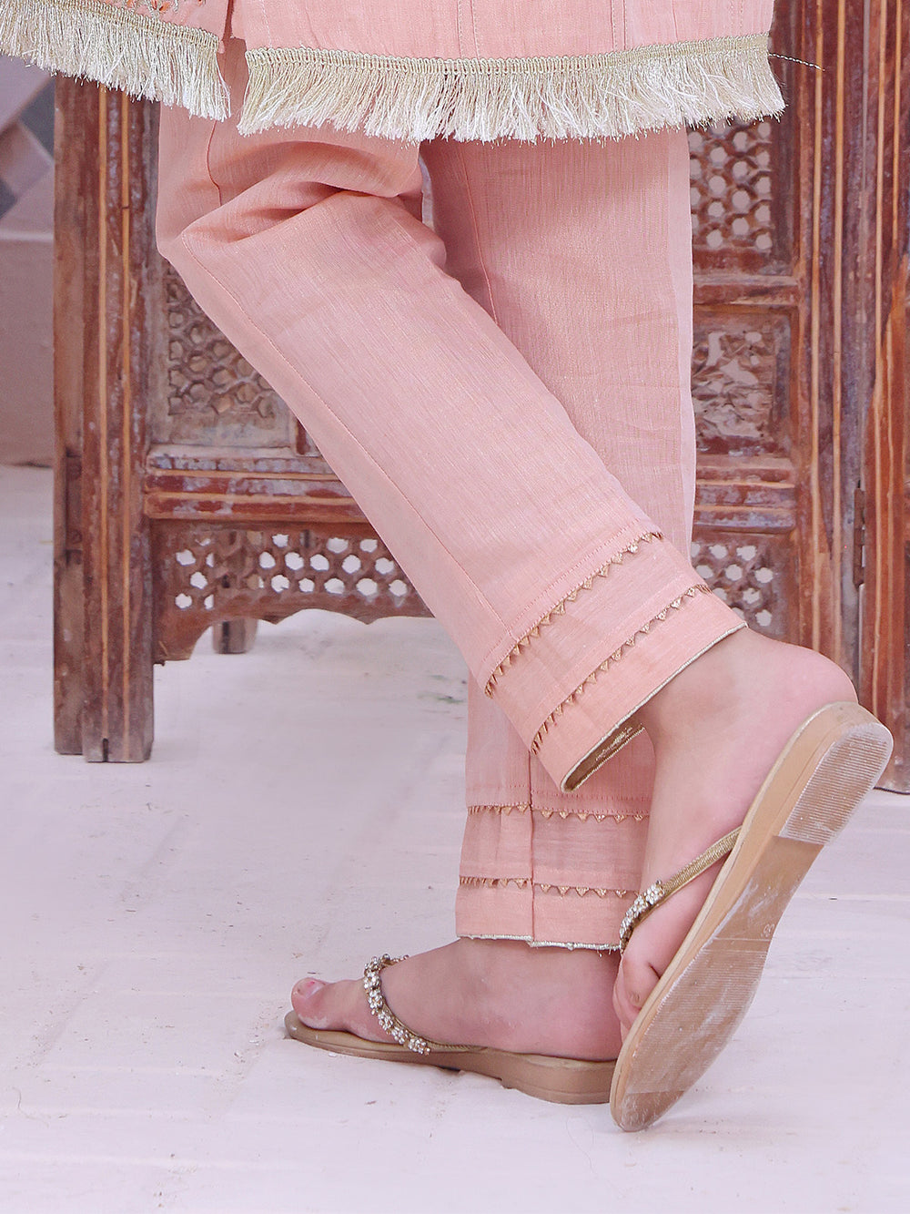 Girls' Peach Masoori Trouser - OGSP-2209011-A