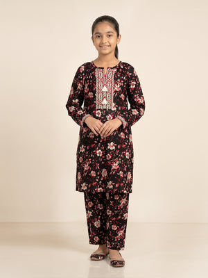 2Pc Printed Pret Shirt & Trouser Lawn Red & Black - OG2P-2506015-1