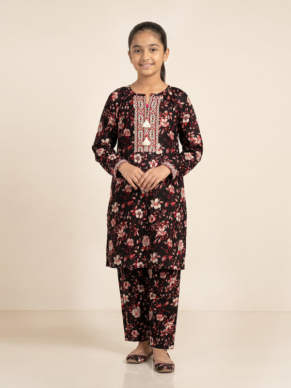 2Pc Printed Pret Shirt & Trouser Lawn Red & Black - OG2P-2506015-1